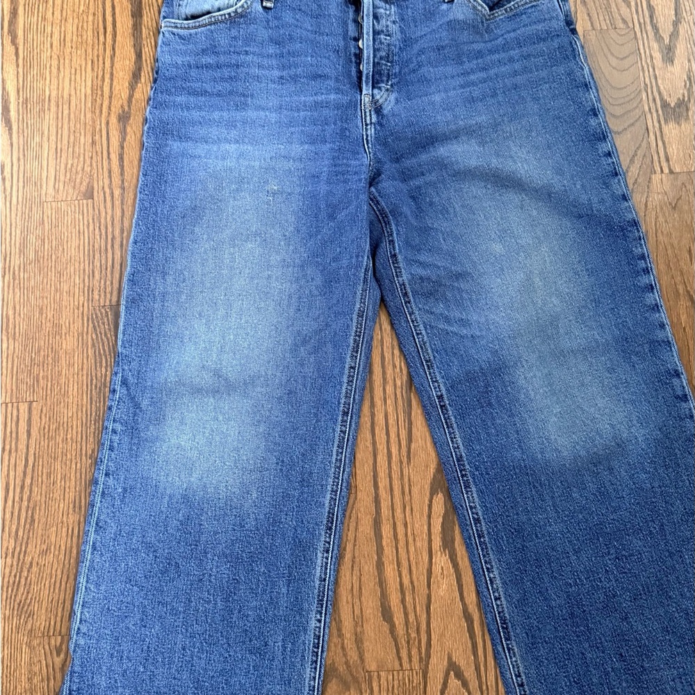 Hudson Jeans wide leg, raw hem in Deep Blue